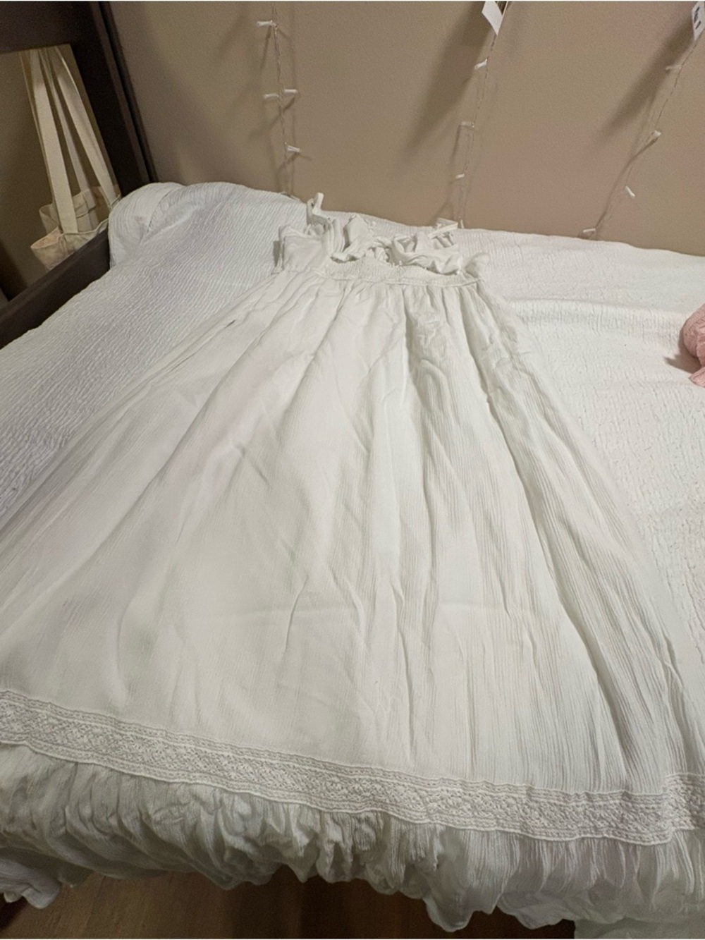 Hollister White Maxi Sundress with Lace Trim